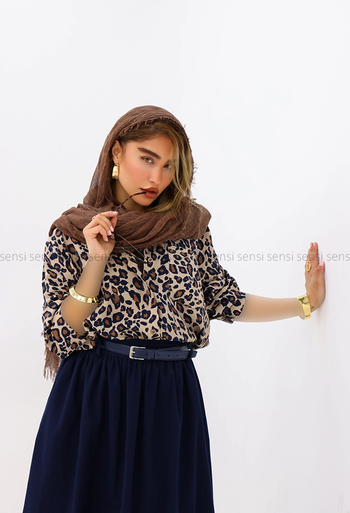 شومیز تک جیب پلنگی کد1005985
